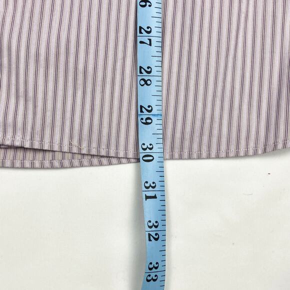 John Varvatos U.S.A. Purple White Stripe Cotton Button Shirt 16 1/2 LONG - Picture 9 of 10